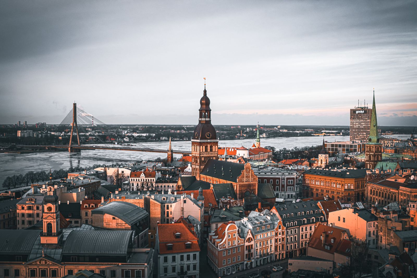 Riga skyline overlooking the Daugava River